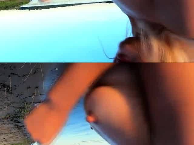 Russian Nudist on the River Shore