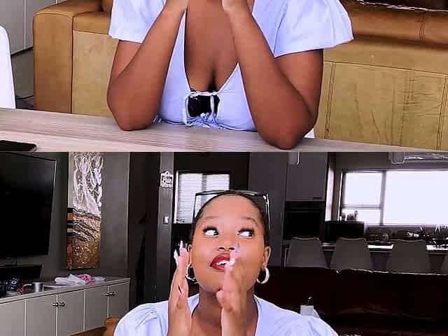 BBW Ebony amateur casting turns into a deepthroat blowjob