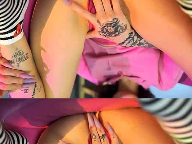 Hot babe fucks her pussy with a real cucumber on webcam