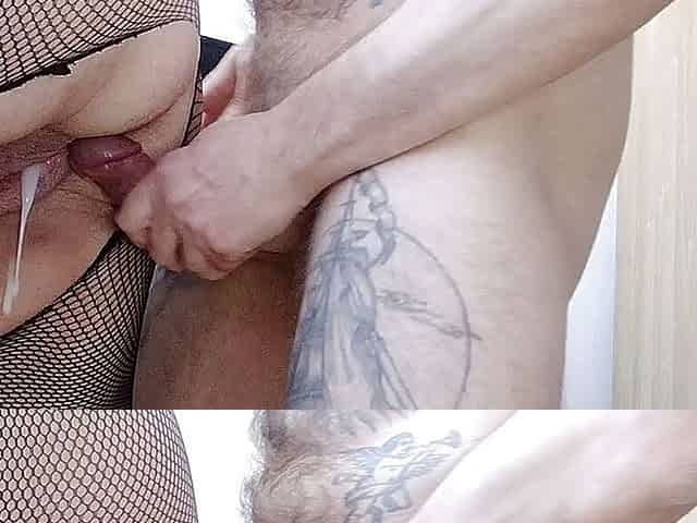 Fat woman got a big cumshot in her pussy after sex close up
