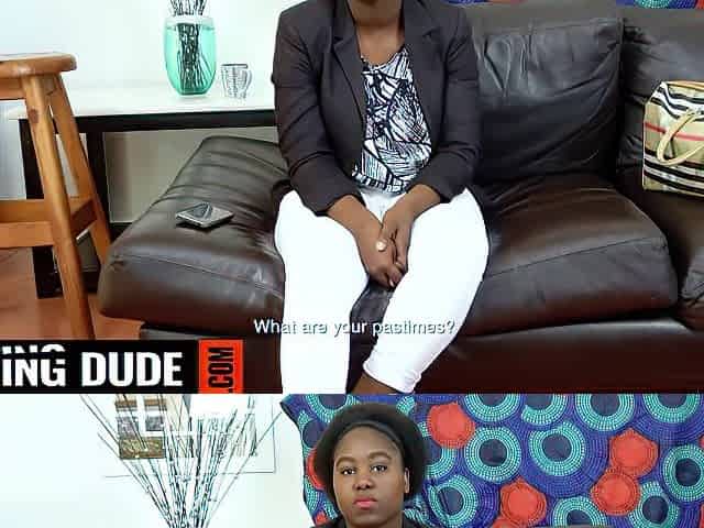 I ignored her CV and made this EBONY amateur get on her knees for a COARSE MOUTH BANG