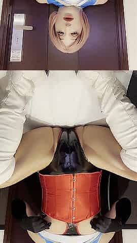 Female mask leotard crossdresser's teat masturbation. Get to be silent in semi public space but!