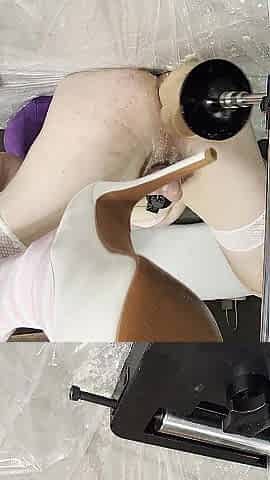 Sissy Whore Gape Training with Monster Dildos on Bang Machine - Goon Session