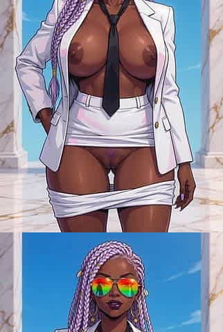 Big Breast Executive Ebony Babe with a Tight Black Ass Bald Pussy