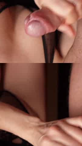 Old and Young! Stepmom Masturbates and Sucks Her Stepson's Penis Close-up