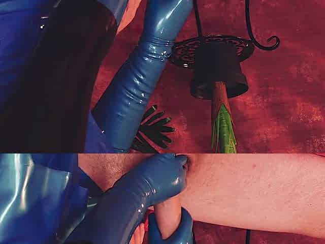 Latex Rubber Mastix Likes to Do TUGJOB in Fetish Lengthy Gloves.