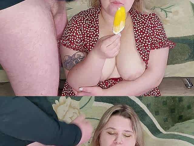 Ignoring the fetish, cum on the face of a blonde