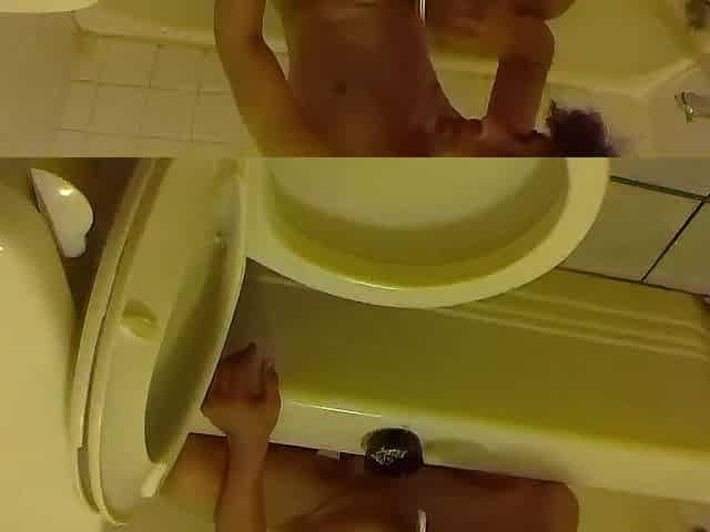 Pissing In The Water closet During the time that Standing On The Bathtub
