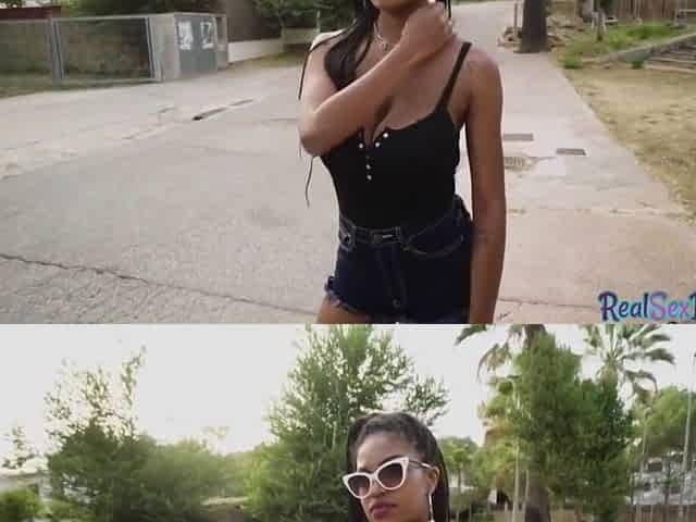 Ebony Tina With Huge Tits Gets Fucked In Public For Money