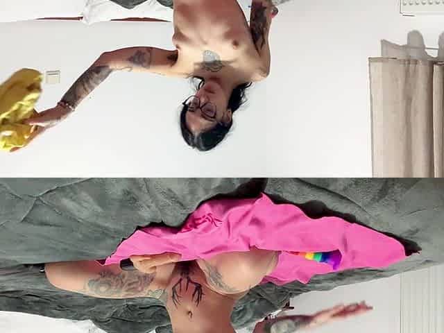 Horny Nerd Girl Opens Her Ass by Herself and Squirts