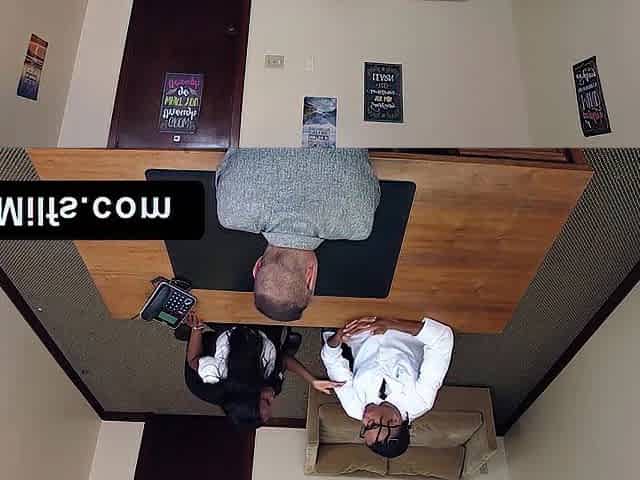 Cute ebony slut Naomi gets invited into the principals room where a nice threesome fuck is on orde