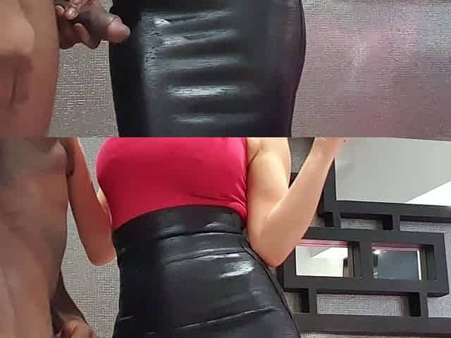 Amateur brunette in latex lingerie fucks hardcore in kitchen