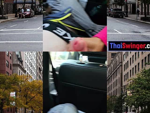 Public POV blowjob by busty Asian MILF