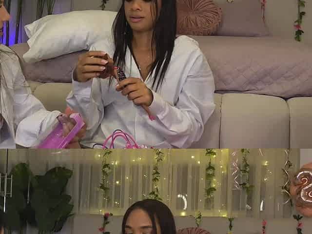 A sexy amateur teen lesbian brunette is eating pussy