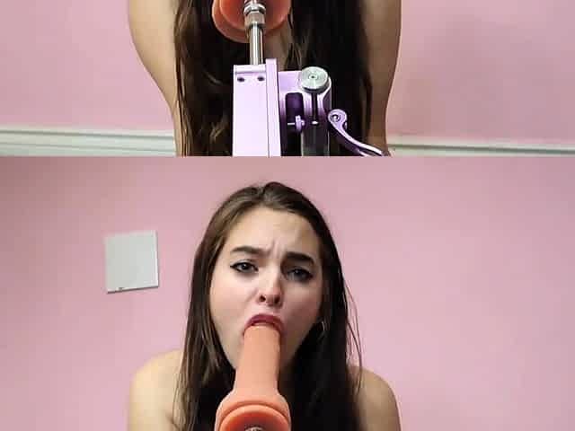 Big-Titted Brunette Fucks Herself with a Thrusting Dildo