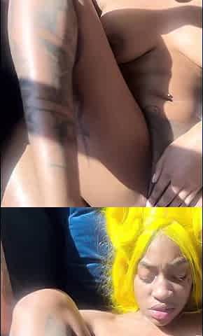 Black Guy Fondling Ebony Milf Juggs And Licking Cunt