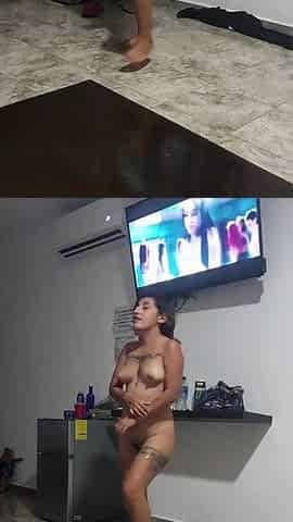 Mexican woman having pleasure at a hotel