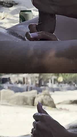 2 COUPLES ON A PUBLIC BEACH, PUBLIC MASTURBATION WITH A FINISH ON THE LEGS