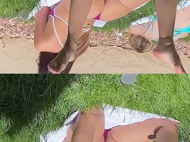 Nice ass step-aunt traded sunbathing for a time on his cock POV