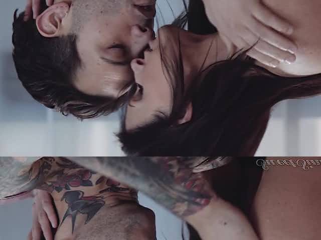 Flat chested MILF India Summer fucked by muscled tattooed stud