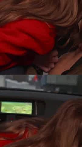 Lovely big ass brunette fucks in the car and in the office