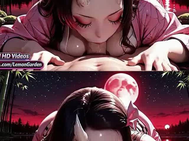 Nezuko gets drilled demonically in all poses. Demon slayer Anime. Hentai. AI generated comics