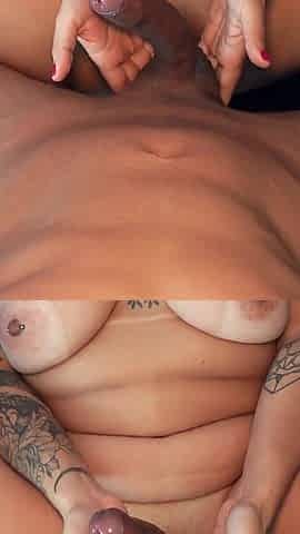 Busty Latina MILF Gives Her Man a Handjob so He'll Fuck Her