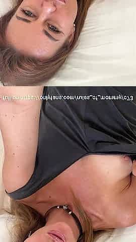 Lustful mama plays with her teats and masturbates her snatch close-up