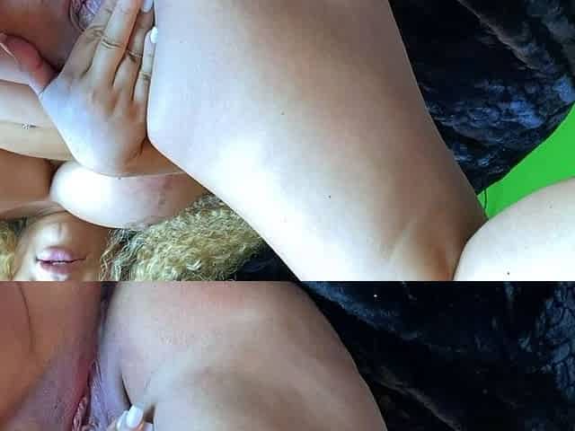 Cute blonde with big boobs solo