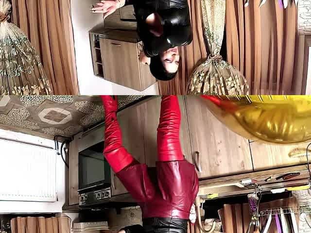 Shiny Inflatable Balloon Fetish. Leather Smoking, Spitting And Double Cum Licking Preview