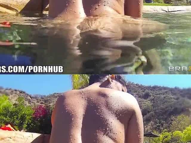 Curvy Latin babe Diamond Kitty is drilled hard in her butt in the pool