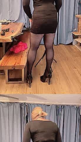 Sissy riding sextoy with fake snatch on a tripod