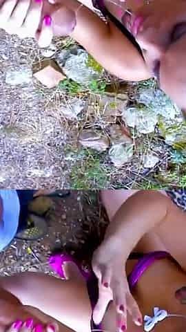 Hot outdoor fuck with hot couple