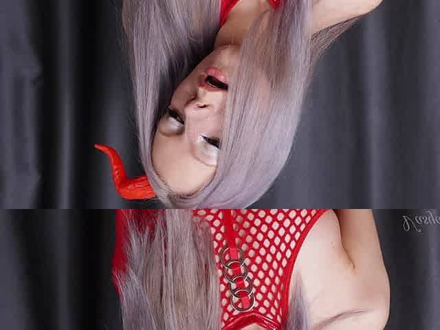 Succubus Sucks Liters of Sperm From a Dragon Dildo - Deep Throat!