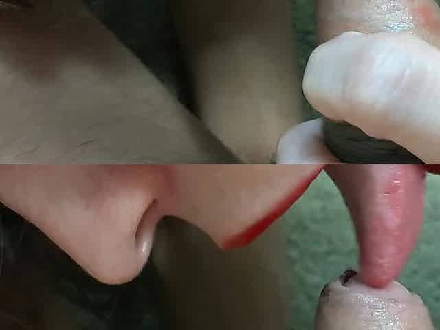 Ultra Close Up HD Licking and Coaxing Flabby Rod to Hardness