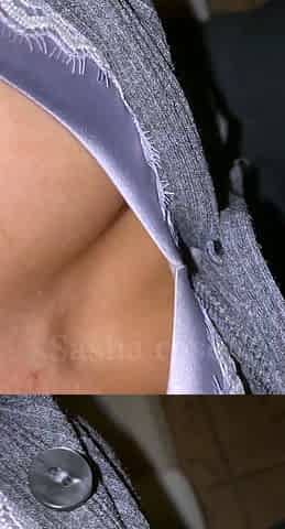 Busty curly brunette with big boobs fucks on couch