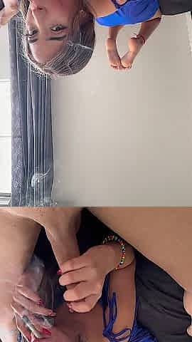 POV: Slim Golden-haired With Flawless Feet Gives a Smokey Oral-job