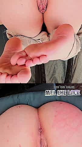 Large ass white gal pees all over herself and her cute feet