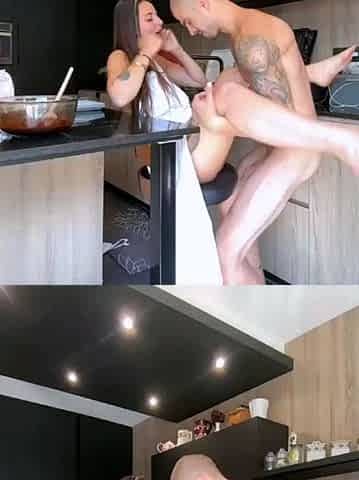 Horny slut get facial after hard pounding in the kitchen liv