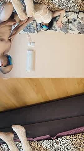 Amateur slim pair filming home porno