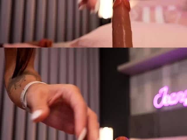Horny big tit brunette enjoys toying her wet pussy solo