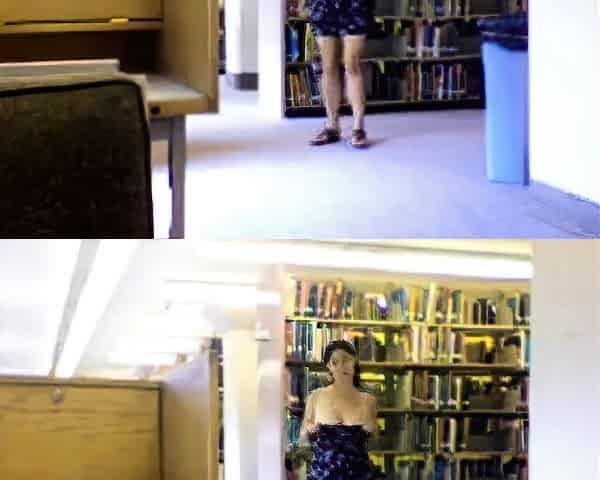 Hairy Nerd Strips on Webcam in Library