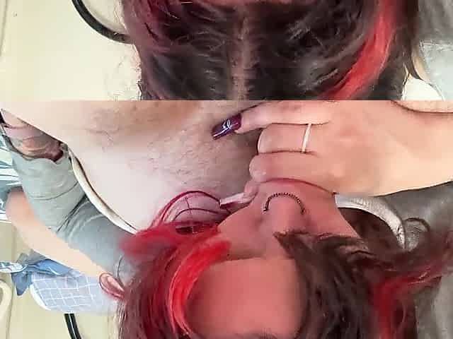 A prostitute from Tidner gave me a oral job with a cock-sock on, and I cum on her face