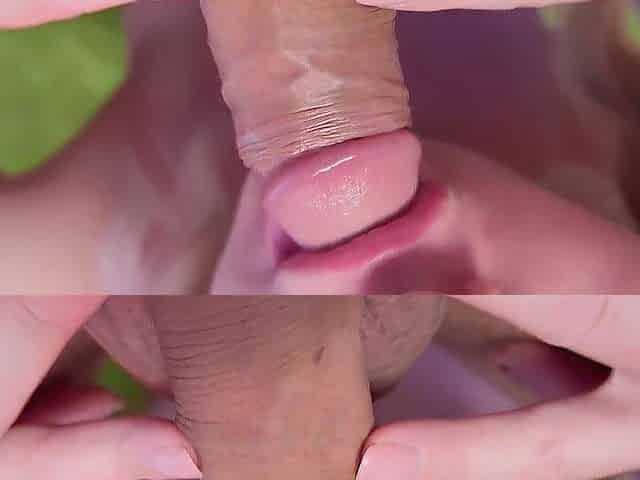 Close-up ASMR oral-sex, oral-job creampie