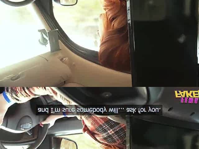 Female Fake Taxi - Cute redhead Cherry Candle meets large dong modelling agent and bangs him outside