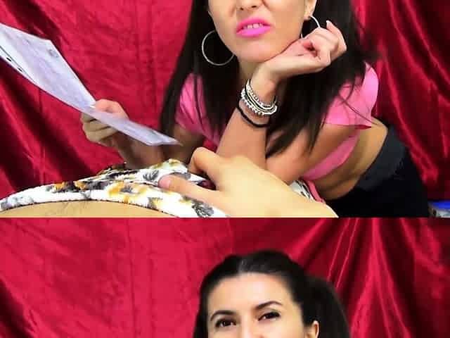 Slut gives wam deep throat pov blowjob and handjob