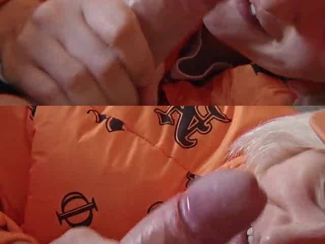 Tugjob with cum on her face and throat