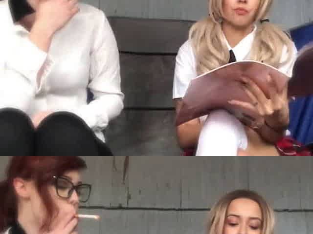 Teaching Blonde Student Teen How To Smoke