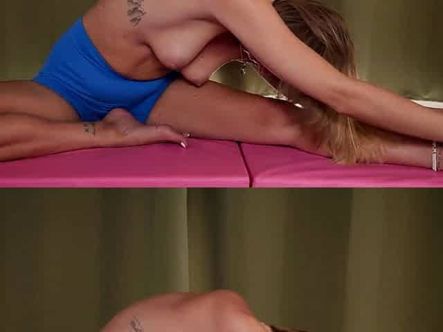 Blonde Lovely Lo Strips for Nude Yoga and Sensual Play