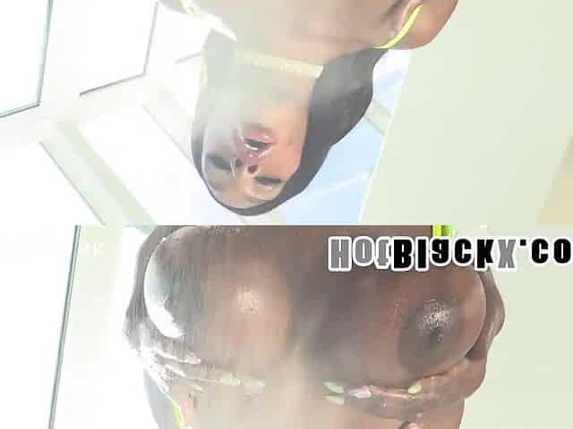 Amazingly breasty and round butt Black Mystique performs